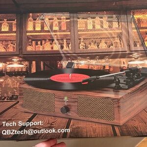 Vintage-Style Turntable with Speakers - Brown
